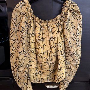 Frame Off the Shoulder Billow Top in Python - Size Small